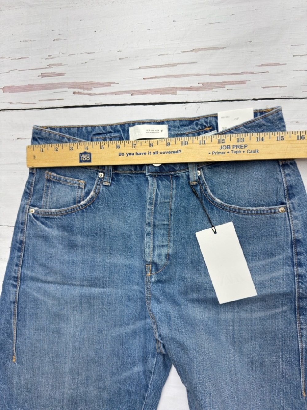 Zara Raw Hem Cinch Back Denim Bermuda Shorts Blue 4 Jorts - Picture 6 of 11